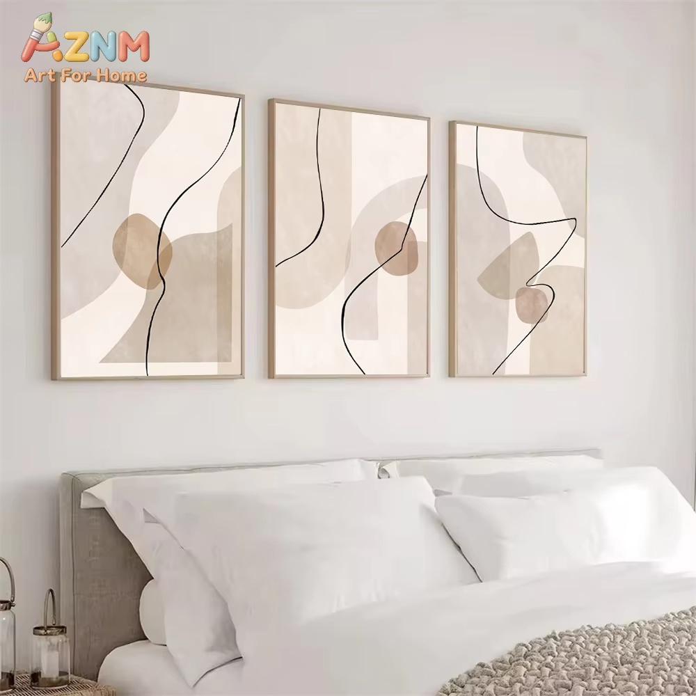 Interior Design Drawing - Abstrakcyjne Beżowe Geometryczne Linie Obraz na