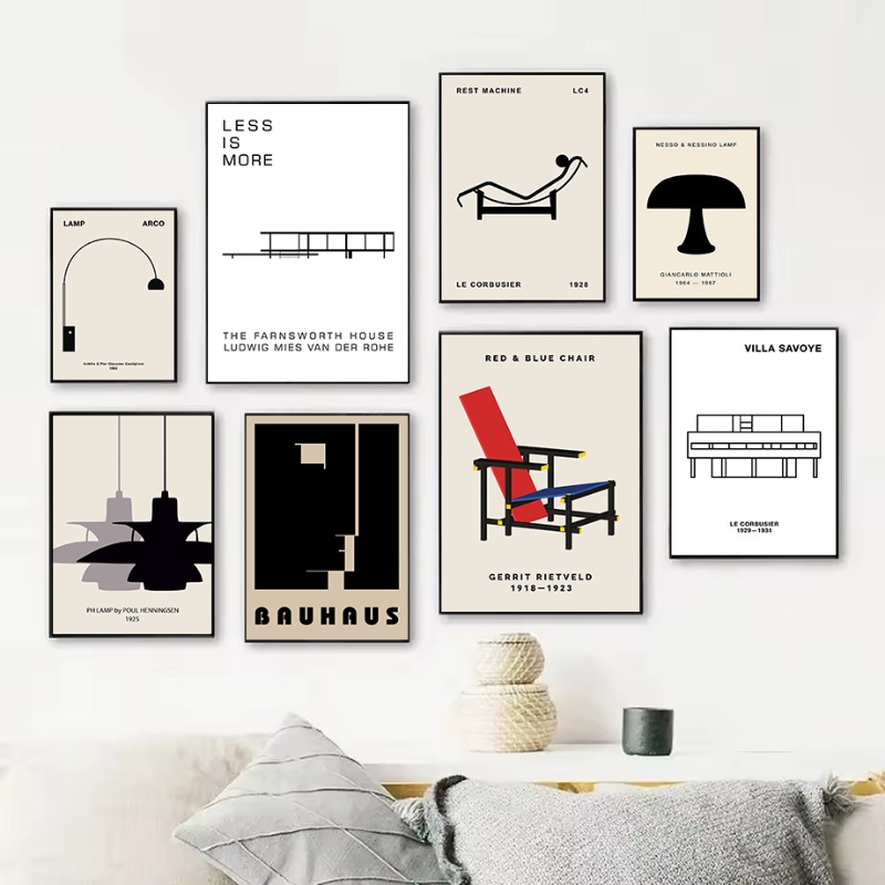 Interior Design Studio - Klasyczny projekt Bauhausu domu Farnswortha, abstrakcyjna