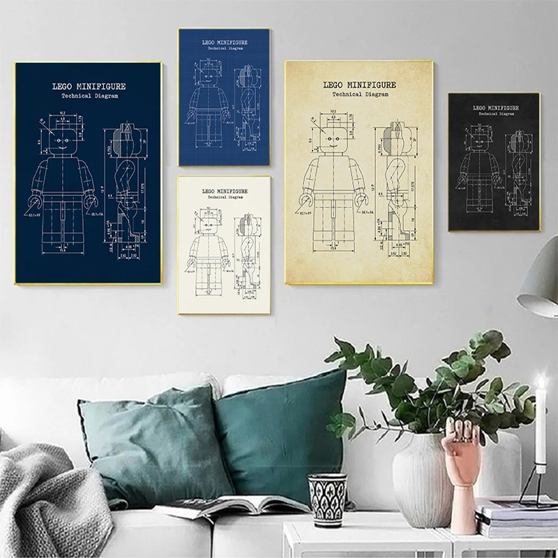 Interior Design Studio - Legos Man Patent Vintage Poster ,Toy