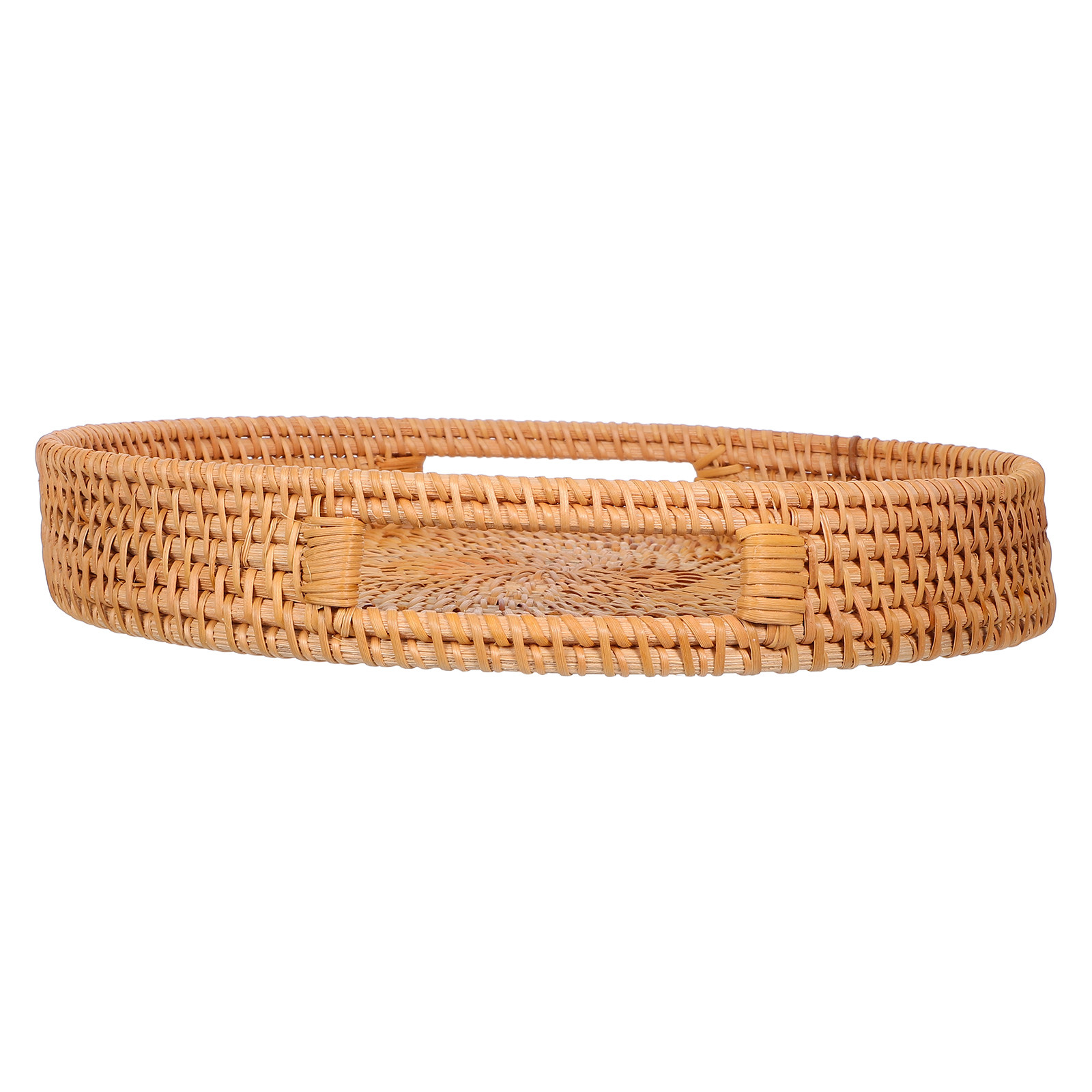 Rattan Tray Handle - 14-calowa okrągła, duża taca do serwowania