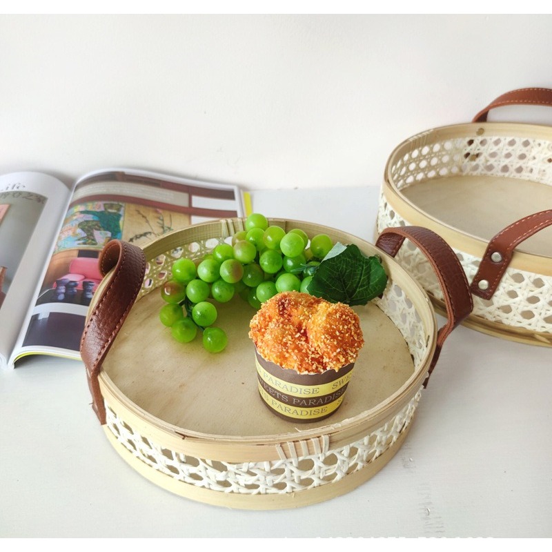 Rattan Tray Handle - Ręcznie robiony retro nordycki taca z