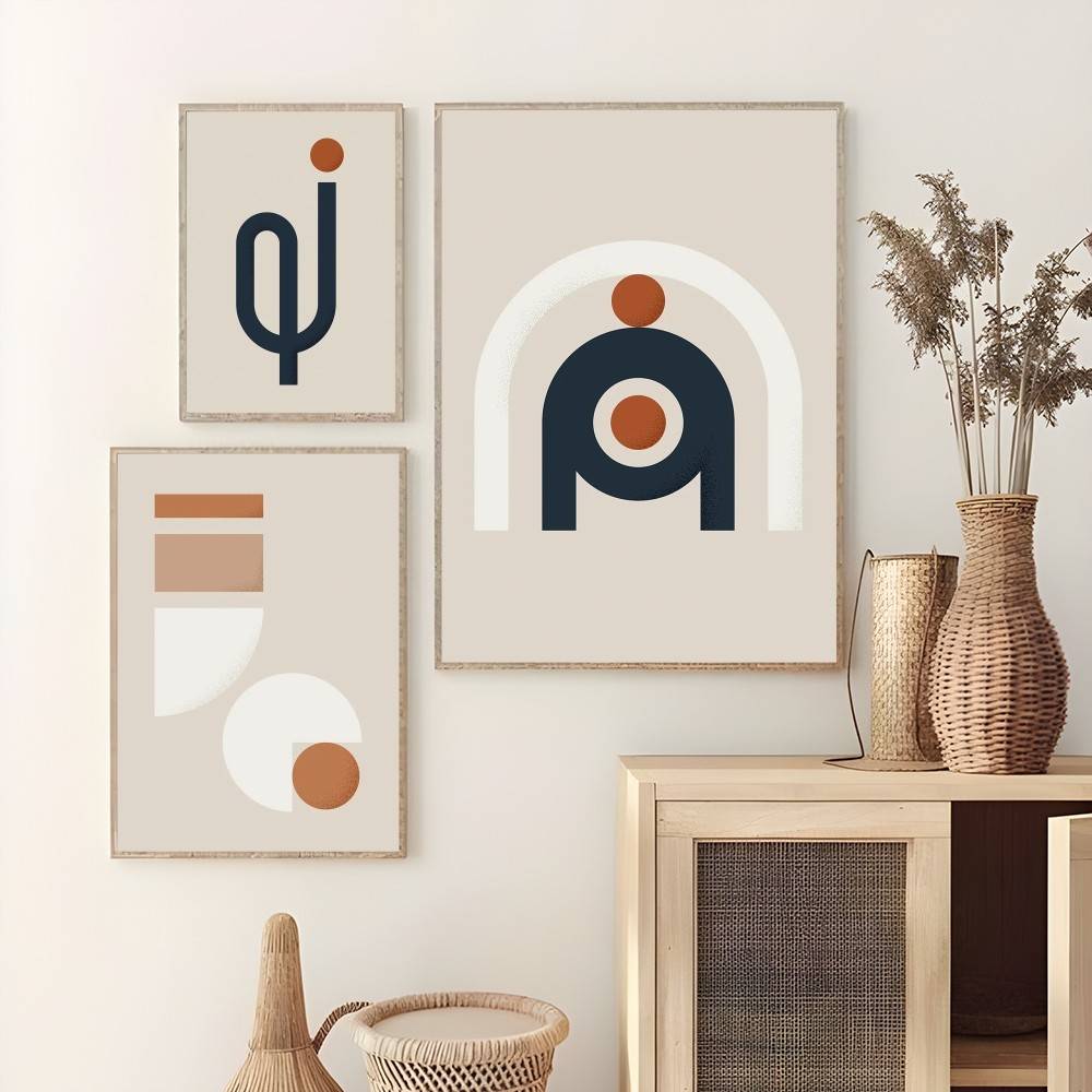 Interior Design With Wallpaper - Ciepła Linia Kolorowy Plakat Samoprzylepny Obraz