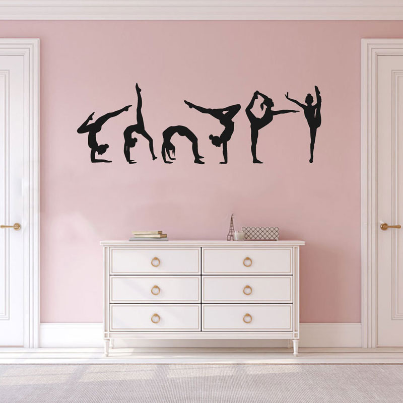 Interior Design With Wallpaper - Zestaw 6 naklejek ściennych z gimnastyczkami