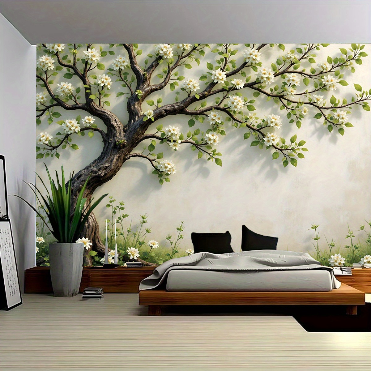 Interior Design Zen Style - Mural ścienny 3D z kwitnącym drzewem