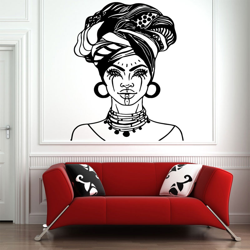Naklejka ścienna z piękną afry – Interior Design With Wallpaper recenzja i cena