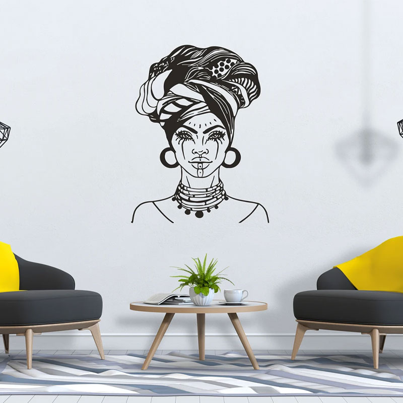 Naklejka ścienna z piękną afry – Interior Design With Wallpaper recenzja i cena