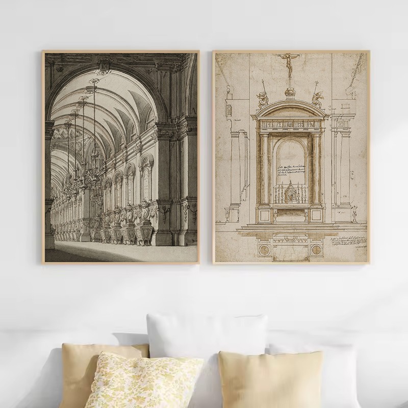 Rysunek Vintage Szkic Geometry – Interior Design Drawing recenzja i cena